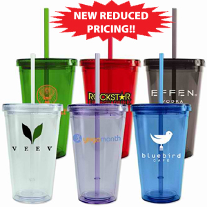 SET of 4 Flip Flop Double Walled 24 oz. Insulated Tumblers Glasses.